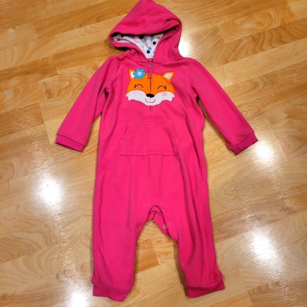 Carter's Hooded Fox Fleece Jumpsuit Size 24 Months